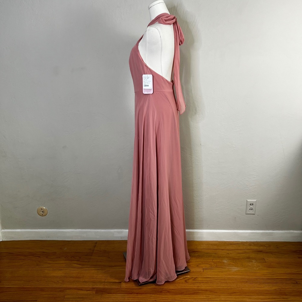 After Six 1545 Desert Rose Chiffon Halter Neck Formal Gown Maxi‎ Dress Size 6 - Picture 3 of 11